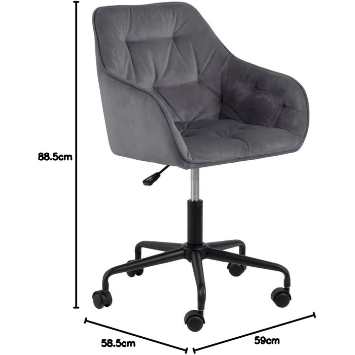 Крісло для офісу Bentley від AC Design - крісло для роботи, зелено-чорне, з м'якою оббивкою з велюру, розмір 88,5 x 59 x 58,5 см