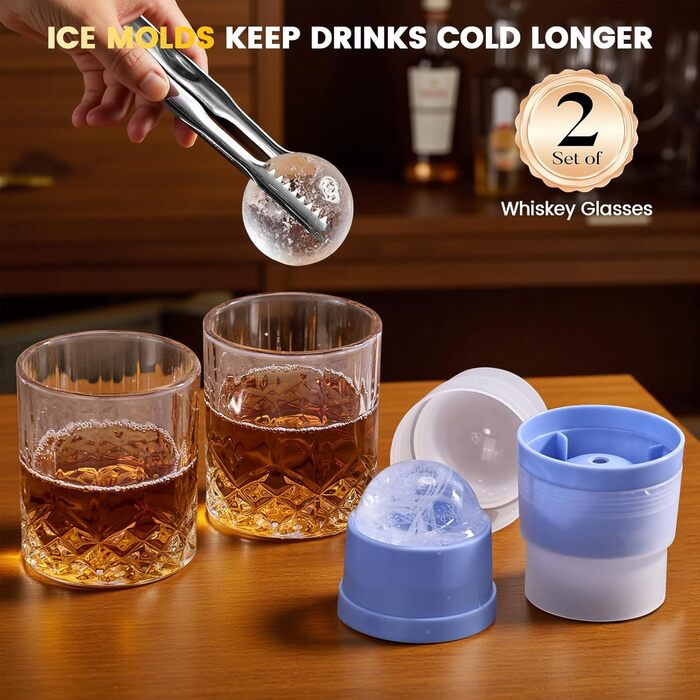 Набір для копчення коктейлів віскі: 6 смаків тирси, 2 склянки, форми для льоду, для віскі Old Fashioned, подарунок для чоловіків