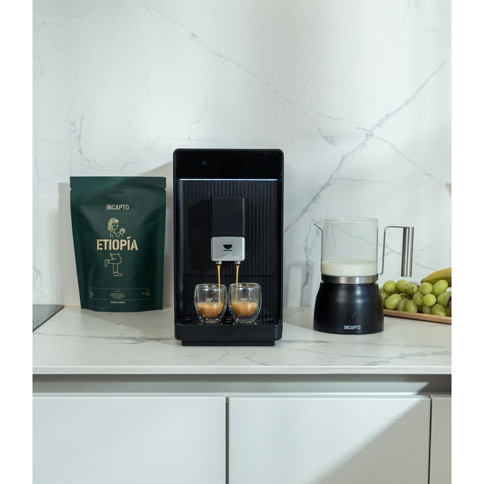 Кавомашина Incapto Aura автоматична з вбудованим млином | 19 bar | 2 чашки | 1.5 л резервуар | Thermoblock | Автоматичне очищення (Чорний)