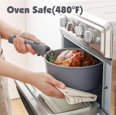 Набір каструль SENSARTE з керамічним покриттям (17 предметів), антипригарне, для всіх плит, безпечне, сумісне з посудомийною машиною та духовкою