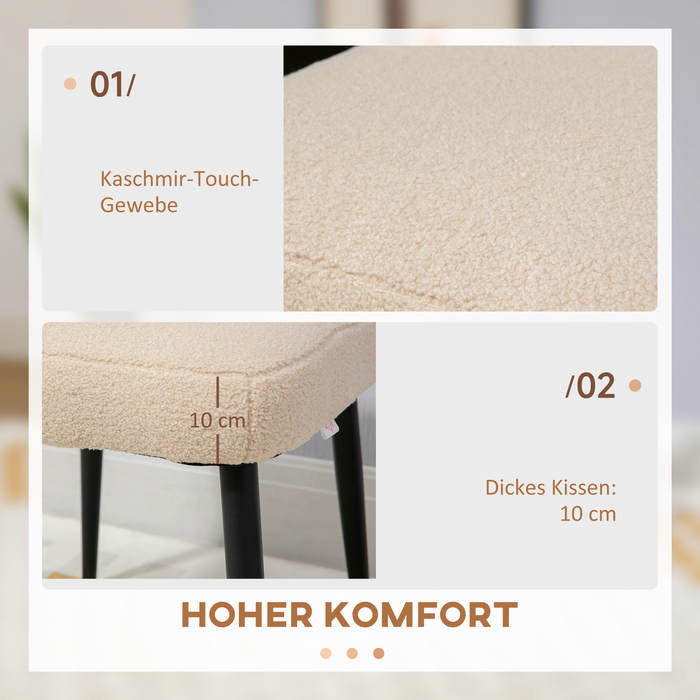 Табурет для макіяжу HOMCOM Footstool Квадратний пуф Cashmere Look зі сталевими ніжками для вітальні Спальні бежевий 42x42x47см