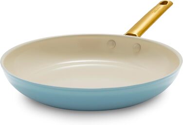 GreenPan Padova Reserve сковорода з керамічним антипригарним покриттям Hartelox, 24 см, індукційна, без PFAS, золотий ручка, для посудомийної машини, для духовки, димчасто-блакитна