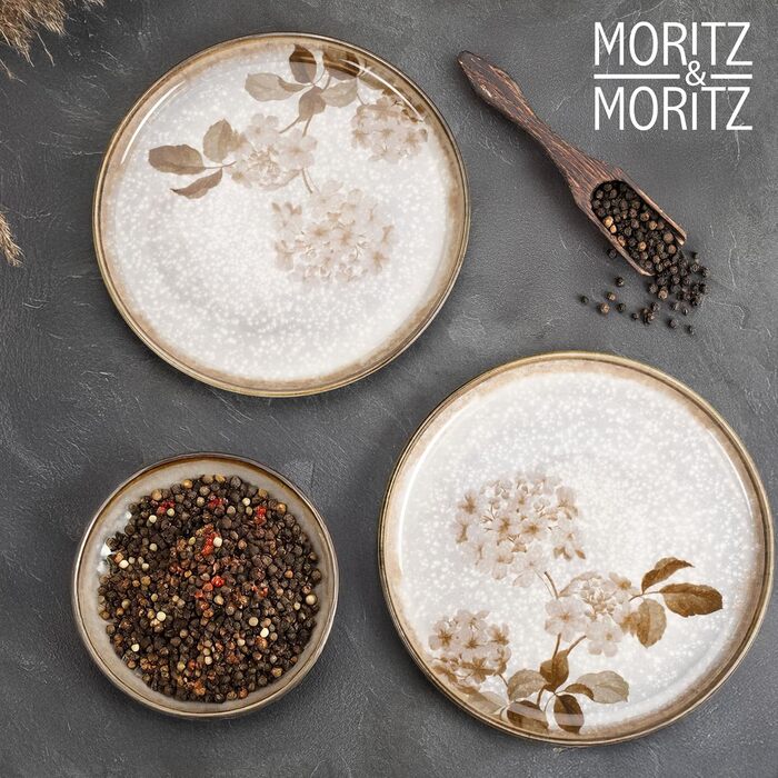 Посуд Moritz & Moritz BLOSSOM 24 предмети на 6 осіб - сучасний набір столового посуду з квітковим дизайном, кераміка. Тарілки, миски, чашки.