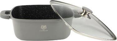 Каструля з антипригарним покриттям 10 літрів з кришкою, діаметр 28 см, з алюмінієвого лиття, для всіх типів плит (включно з індукцією), сіра. Ідеально підходить для супу, тушкування, приготування великих порцій.