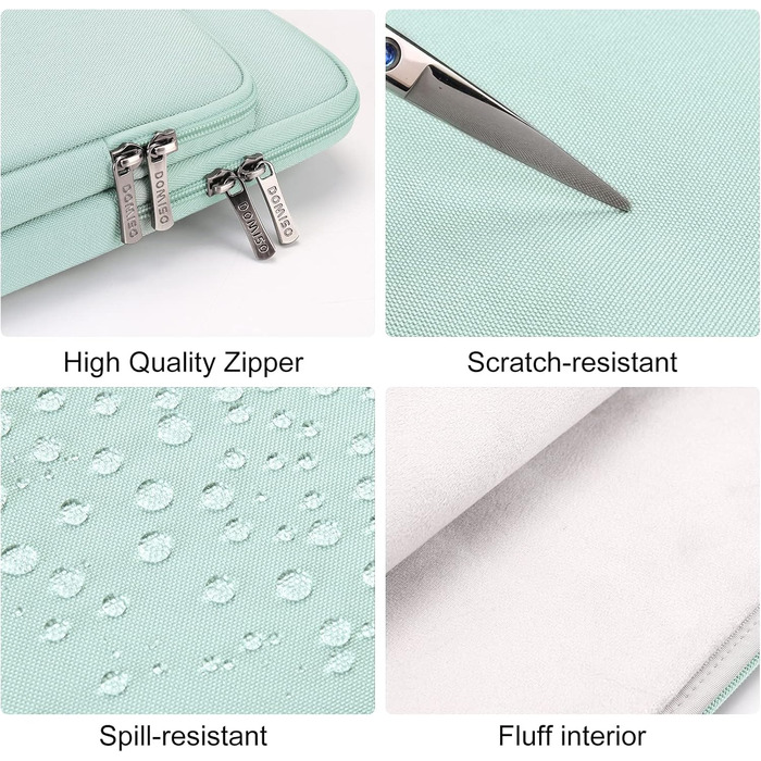 Чохол для ноутбука DOMISO 16 дюймів, сумісний з MacBook Pro (M4/M3/M2/M1) Pro/Max, водонепроникний, з ручкою, (14 дюймів, м'ятний)