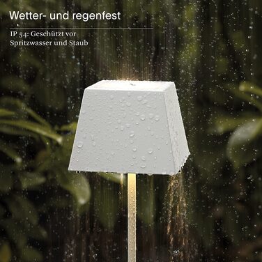 SIGOR Nuindie - LED-лампа на акумуляторі, диммер, для дому та саду, IP54, 38 см, 12 годин роботи, сніжно-білий колір