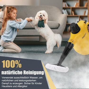 Портативний пароочисник 450 мл з 10 насадками та блокуванням безпеки. Швидкий нагрів. Універсальний пароочисник для дому, авто, кухні та підлоги.