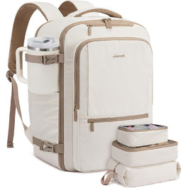 LOVEVOOK Рюкзак для ручної поклажі, 40L, для подорожей, чоловічий/жіночий, для ноутбука 17 дюймів, водонепроникний, рюкзак-валіза, для вихідних, роботи, відпустки, бежевий (бежевий+хакі)