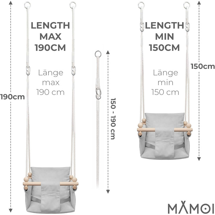 Дитяча гойдалка-крісло MAMOI® для дітей, дерев'яна гойдалка для дверного отвору, світло-сіра
