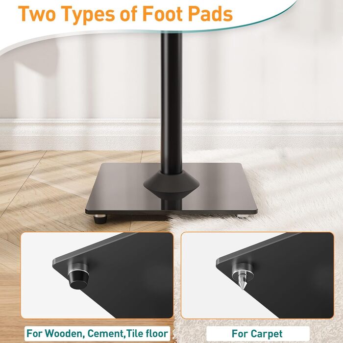 Підставка для колонки Sonos Era 300 ELIVED, підлоговий стійка зі скляною основою, висота 80.7 см, чорна, 1 пара (EV5026)