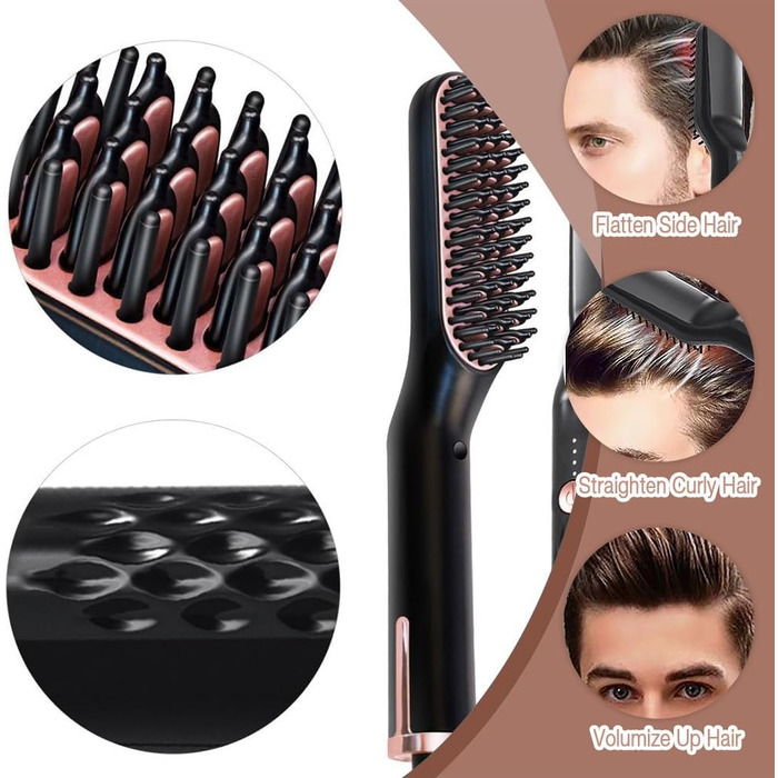 Електрична щітка для випрямлення бороди Bartglätter для чоловіків 3 в 1, 3 температурні режими, швидкий нагрів за 30 секунд, для дому та салону