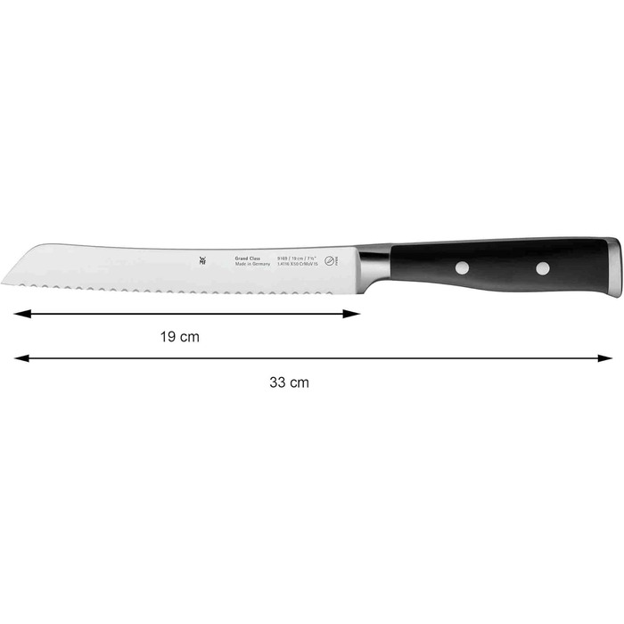 Набір ножів WMF Grand Class 6-частинний з бруском, нержавіюча сталь, Made in Germany