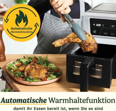 Фритюрниця Cuisinart XXL 10.4L з двозонним нагріванням | Без PFAS та хімікатів | Для смаження, грилю, випікання, дегідратації та підтримання тепла | 2 x 5.2L, 8+ порцій | Знімні деталі з нержавіючої сталі (2 камери)