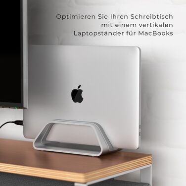 Підставка для ноутбука Vertikaler: стильна підставка для MacBook, MacBook Air, MacBook Pro (алюміній, срібло)