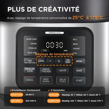 Мультиварка Midea 9-в-1, 6л, 12 функцій, електроскороварка (приготування на повільній варці, рисоварка, су-від, випічка), 70% швидше, нержавіюча сталь з покриттям, чорний