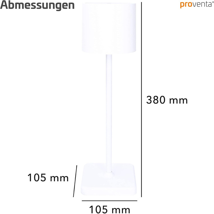 Настільна світлодіодна лампа Proventa з акумулятором 38 см водонепроникна IP54 бездротова із зарядною станцією USB 10 годин роботи біла біла