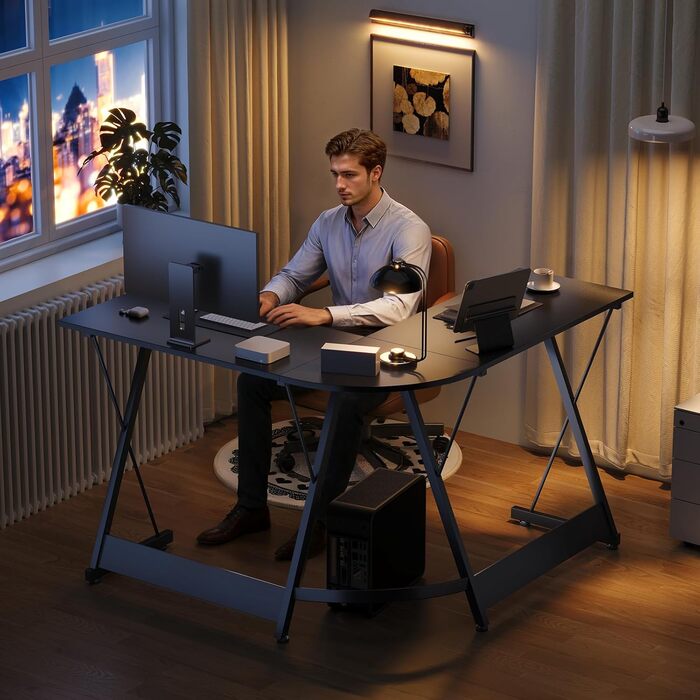 Ігровий стіл ODK, 120x120 см, L-подібний, для дому та офісу, чорний