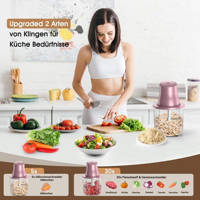 Електричний подрібнювач для кухні 1.5L, подрібнювач курки, овочів, фруктів, м'яса, для дитячого харчування, 250W