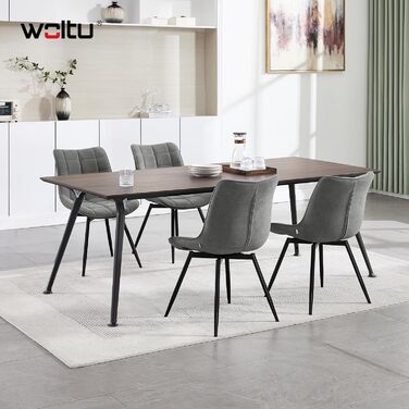 Крісла для їдальні WOLTU, набір 2 шт., обертаються, для кухні, вітальні, з м'яким сидінням з велюру, металеві ніжки, темно-сірий