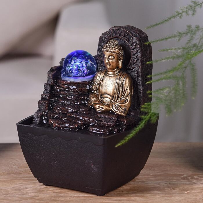 Декоративний фонтан Zen'Light Zimmerbrunnen: для дому, офісу, медитації, LED-підсвітка, H 18 см