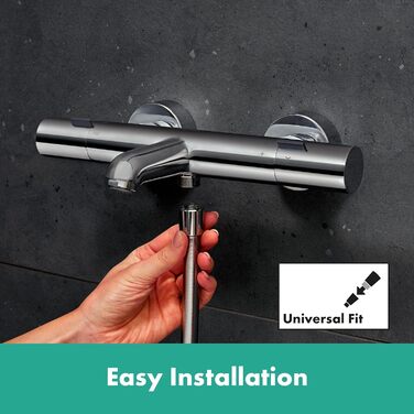 Змішувач для ванни Hansgrohe Ecostat Fine - термостат накладний, з терморегулятором та запобіжником від перегріву (SafetyStop) 40°C, для ванни, з підключенням для 2 споживачів, хром, 13325000