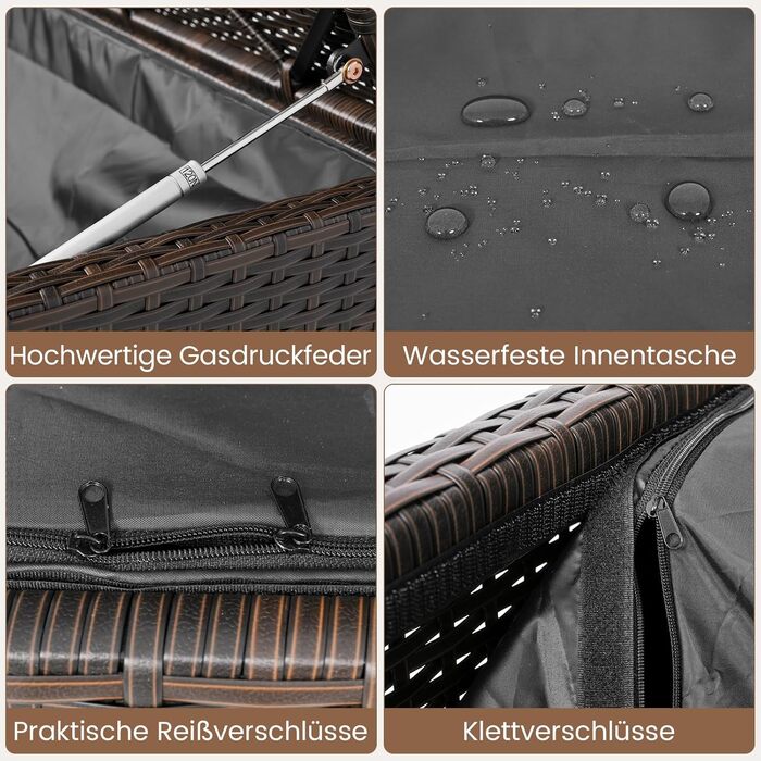Лавка садова Costway з ротангу Polyrattan, з ящиком для зберігання, 2-місна, сіра (120x61x84 см) для балкона, тераси, саду з подушками