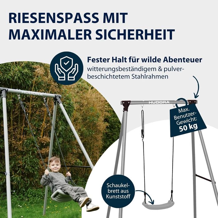 Дитяча гойдалка Hudora Start зі сталевим каркасом та сидінням - міцна, безпечна, для саду