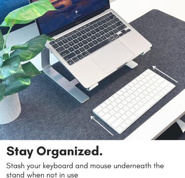 Підставка для ноутбука Macally ASTAND з алюмінію, сумісна з Apple MacBook, MacBook Air, MacBook Pro та іншими ноутбуками 10-17 дюймів, срібна