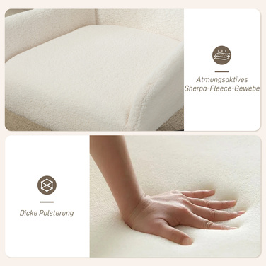 Крісло Акцентне, м'яке крісло з флісовою оббивкою, поворотне, з металевим каркасом, кремово-біле