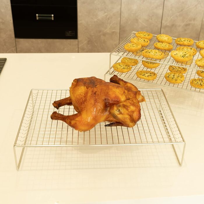 Решітка для охолодження LANEJOY 3-шарова Штабельована, решітка для випічки з нержавіючої сталі для випічки охолоджувати парою, можна використовувати в духовці і посудомийній машині (38,2 х 25,4 см)