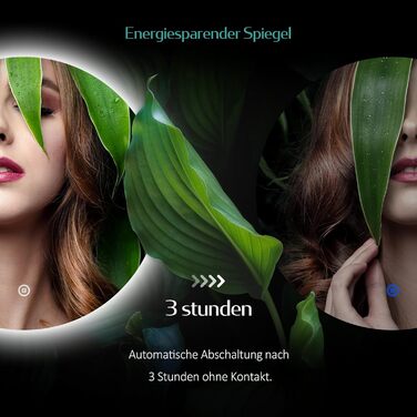 Дзеркало для ванної кімнати EMKE з підсвічуванням, діаметр 50 см, регульоване холодне біле світло, функція пам'яті, сенсорне керування, IP44, енергозберігаюче, заднє підсвічування