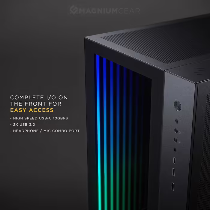Корпус Magniumgear Neo Qube 2 IM ATX, подвійна камера, Digital-RGB, дзеркальна передня панель Infinity, скляні панелі, чорний