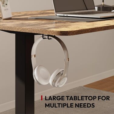 SANODESK Регульований за висотою стіл 180x80 см - ергономічний стіл для стоячи/сидячи з функцією пам'яті для дому/офісу, коричневий, комп'ютерний стіл, Standing Desk