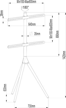 Підставка для телевізора TECHLY 49-70 дюймів (LCD/LED/Plasma) - темний горіх