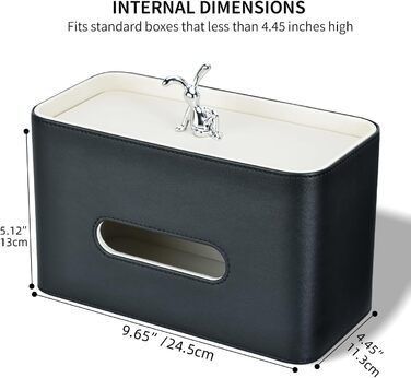 Скляниця для серветок GORESE з підносом, шкіряна, для офісу, дому, авто, ванної кімнати. Білий/Чорний колір