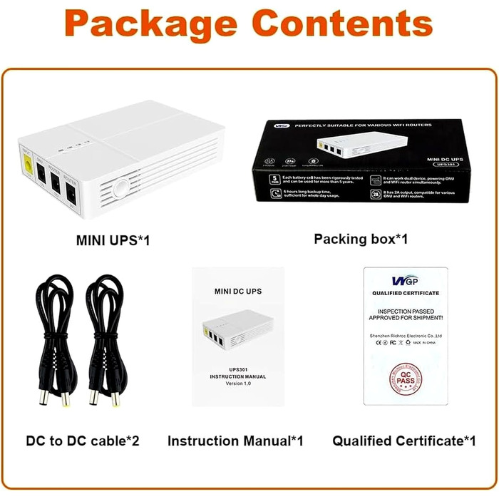 Mini USV 27W для роутера з акумулятором 7800mAh, Li-Ion, резервне живлення, 9V/12V DC, WiFi, Modem, камера