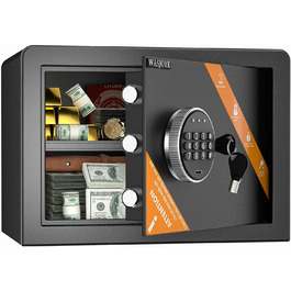 Сейф Tresor Groß з ключем та електронним замком: захист грошей, документів та коштовностей. Настінний сейф для дому, офісу, готелю (40x38x31 см)