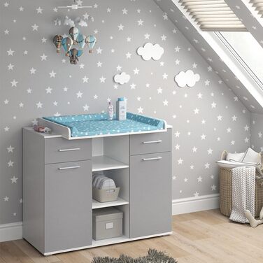Комод-гойдалка Vicco Leonie з люлькою, білий, 113 x 100 см (сірий)