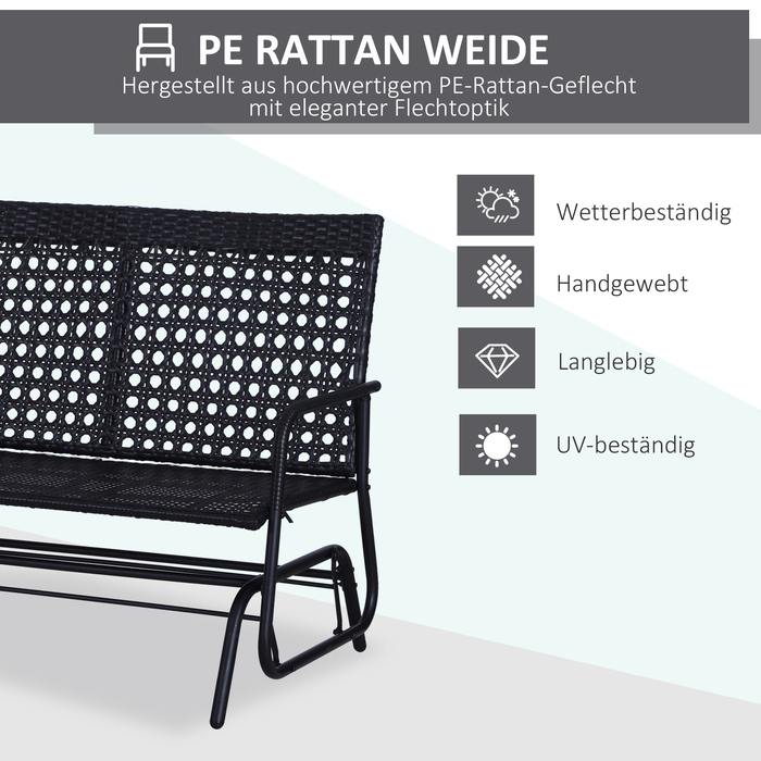 Outsunny Swing Bench Garden Swing 2-місна з поліротангом, стильна садова лавка для відпочинку на свіжому повітрі