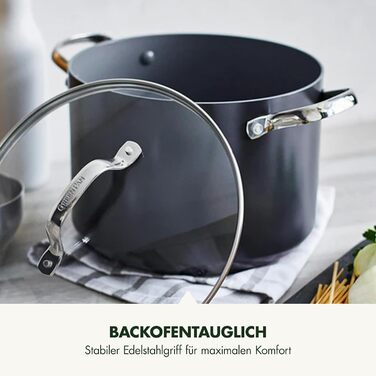 GreenPan Valencia Pro сковорода з нержавіючої сталі з антипригарним покриттям Hartelox, 28 см, 4,2 л, з кришкою, без PFAS, для індукційних плит, можна мити в посудомийній машині, можна використовувати в духовці, сірий колір (24 см/7,6 л каструля)