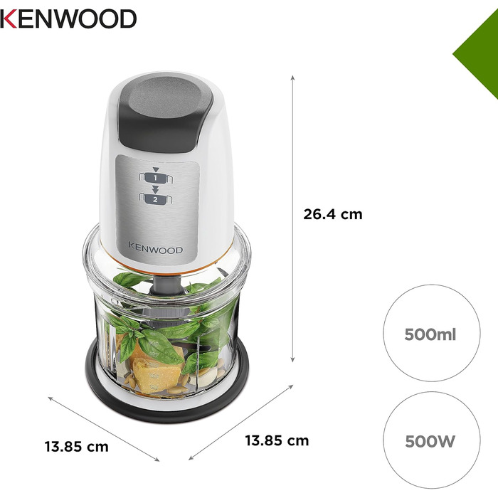 Блендер Kenwood Easy Chop CHP61.100WH – міні-подрібнювач, електричний, білий, 500 Вт, 0,5 л