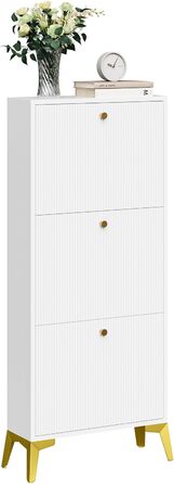 Шафа для взуття YITAHOME з 3 висувними ящиками, біла, вузька, з металевими ніжками, 20x50x118.5 см