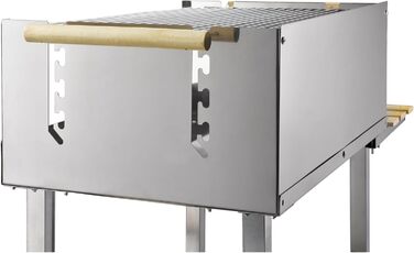 Grillwagen HKG 500 XXL з нержавіючої сталі: вугільний гриль на колесах з полицею для дров, велика решітка, регулювання висоти, довговічний