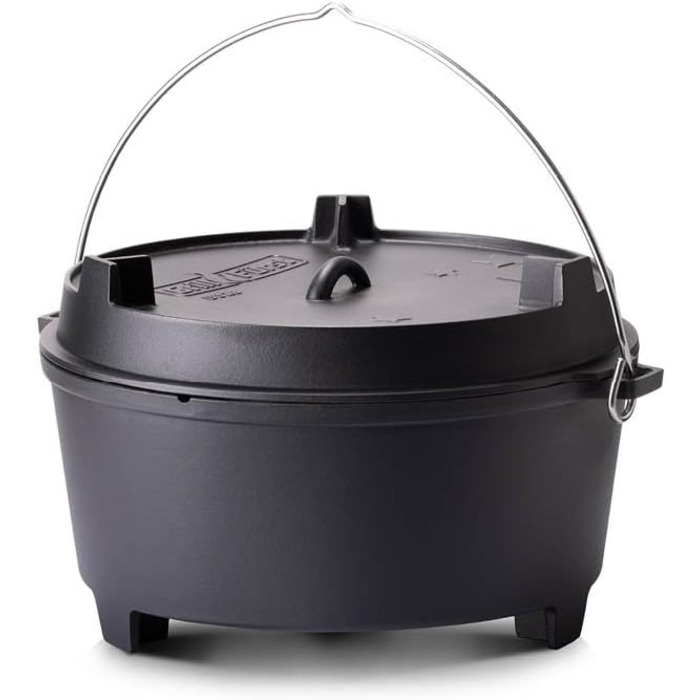 Набір Dutch Oven Grillfürst BBQ Edition DO 9: чавунний котелок з ніжками, 8,5 л (Dutch Oven DO 28) з підйомником кришки та сумкою для зберігання