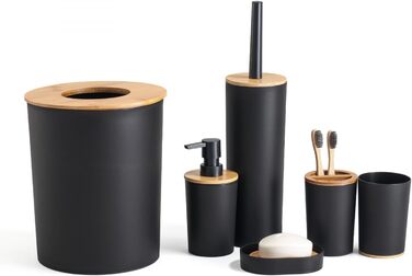 Набір для ванної кімнати Herzberg HG04449, 6 предметів, бамбук, сучасний дизайн, екологічний, салатовий колір