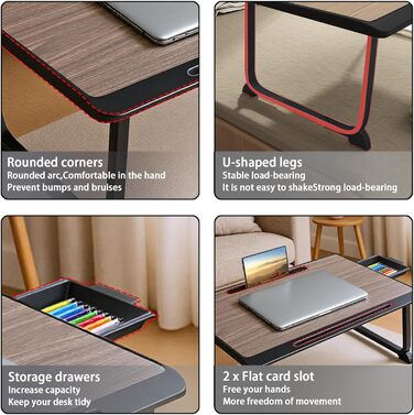 Стіл-підставка для ноутбука Bett: зручний стіл для роботи в ліжку, на дивані, в офісі (60x40, коричневий)