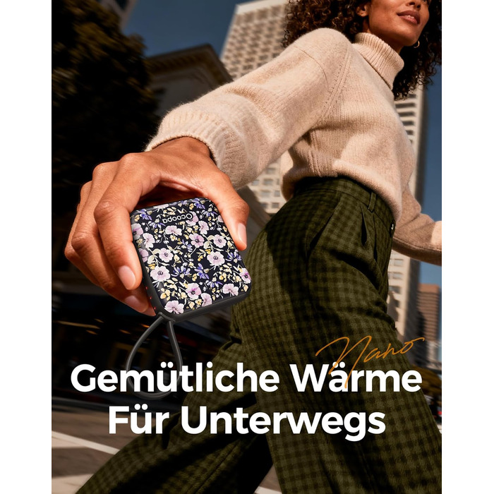 Електричні грілки для рук OCOOPA 2 шт., багаторазові, 4000mAh, USB, 3 режими нагріву, до 52°C, подарунок на Новий рік, для зими, катання на лижах, подорожей та активного відпочинку, UT5 Nano Wiesengeflüster (Ocoopa x Künstleredition) (Ocoopa x Künstleredi