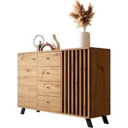 Комод Newroom Дикий дуб Антрацит - 118x85x40 см - Сервант Modern Vintage - Highboard Credenza