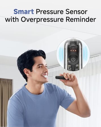 Електрична зубна щітка Laifen Wave Pro з 6 режимами чищення, акумулятор до 70 днів, прозорий чорний колір