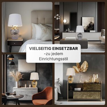 ARTE LAMP LED настільна лампа – класична декоративна лампа для робочого столу з хромованим корпусом та білим тканинним абажуром для вітальні та спальні – з кабелем, хром, білий